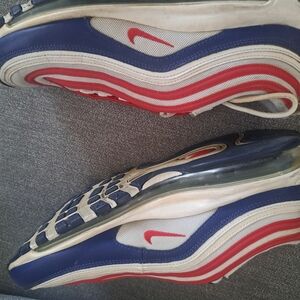 Nike Blue, Red & White Wave-Pattern Air Max Sneakers